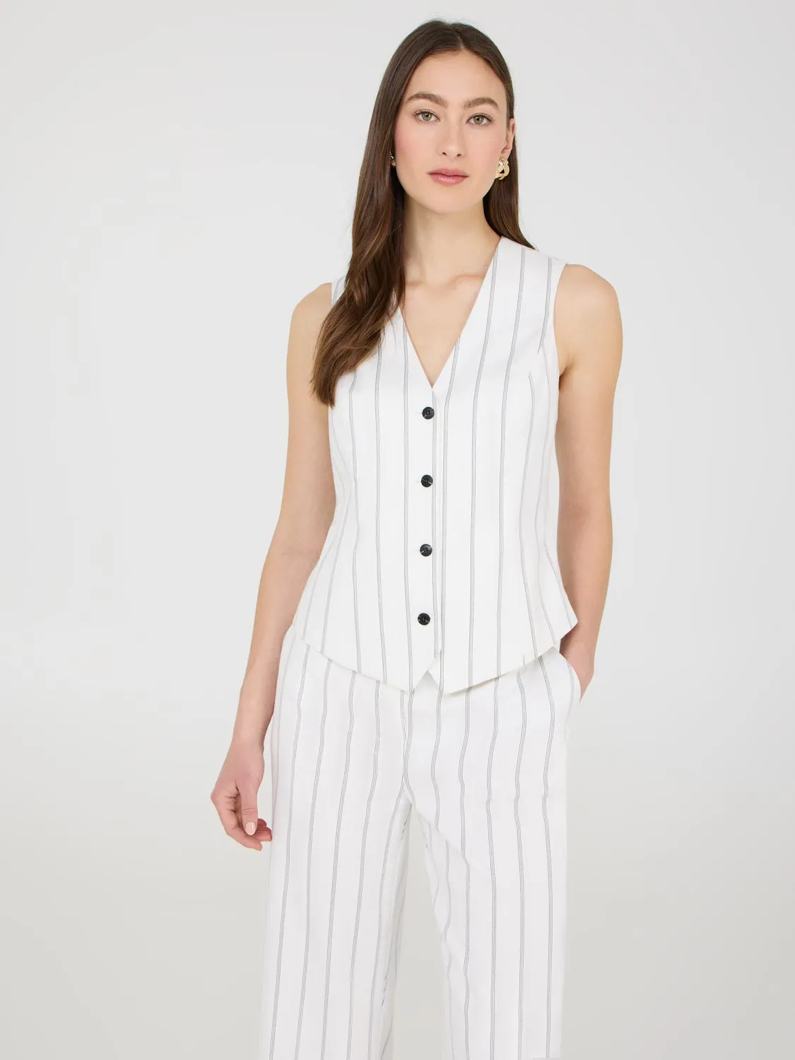 4-Button Striped Vest