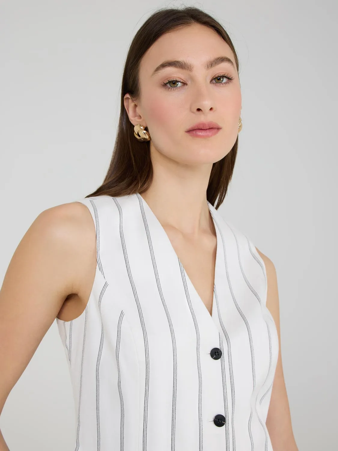 4-Button Striped Vest