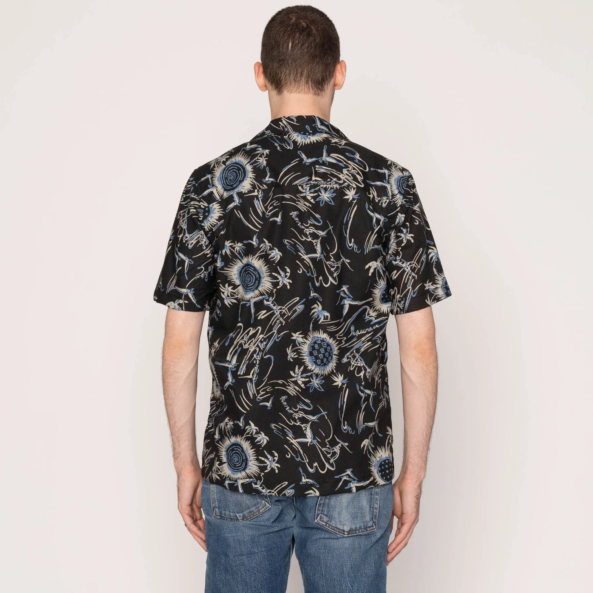 Aloha Shirt - Waikiki Waves - Black