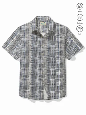 Alohadaddy Retro Abstract Texture Men's Hawaiian Shirt Breathable Comfortable Camp Pocket Shirt