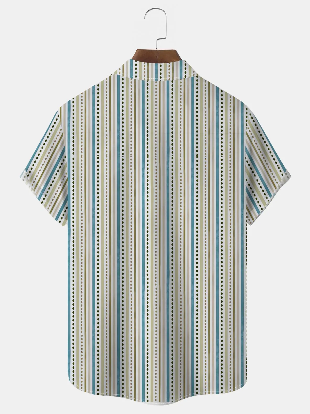 Alohadaddy Vintage Men's Striped Shirt Artistic Wrinkle Free Seersucker Aloha Camp Pocket Shirts