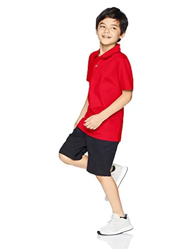 Amazon Essentials Big Boys' 2-Pack Performance Polo, Black/Red, L (10)