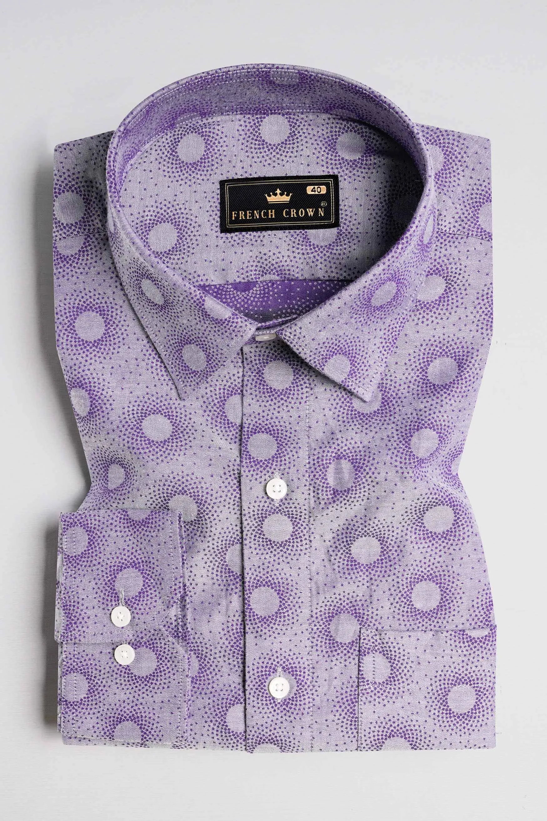 Amethyst Lavender and Plum Purple Jacquard Textured Premium Giza Cotton Shirt