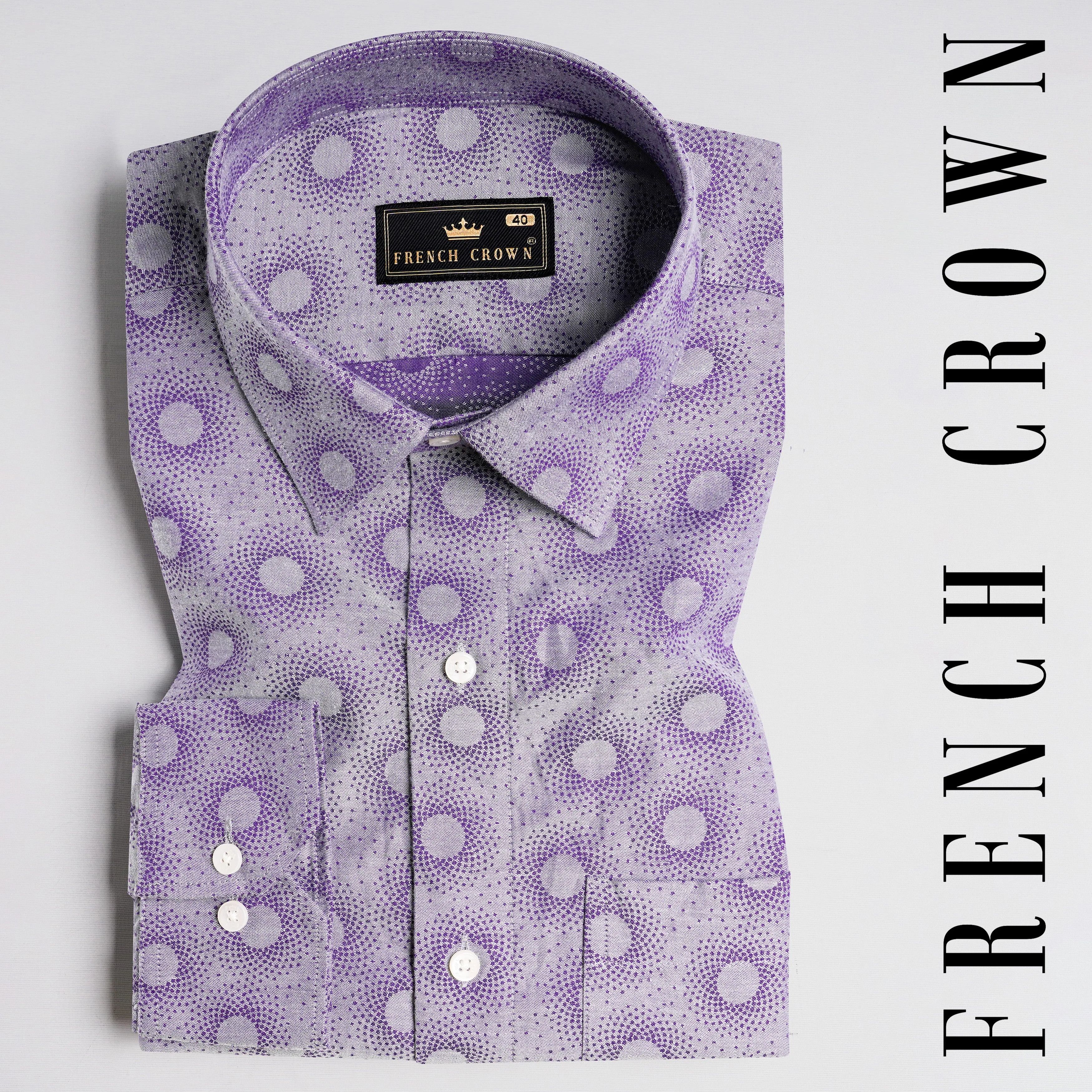 Amethyst Lavender and Plum Purple Jacquard Textured Premium Giza Cotton Shirt