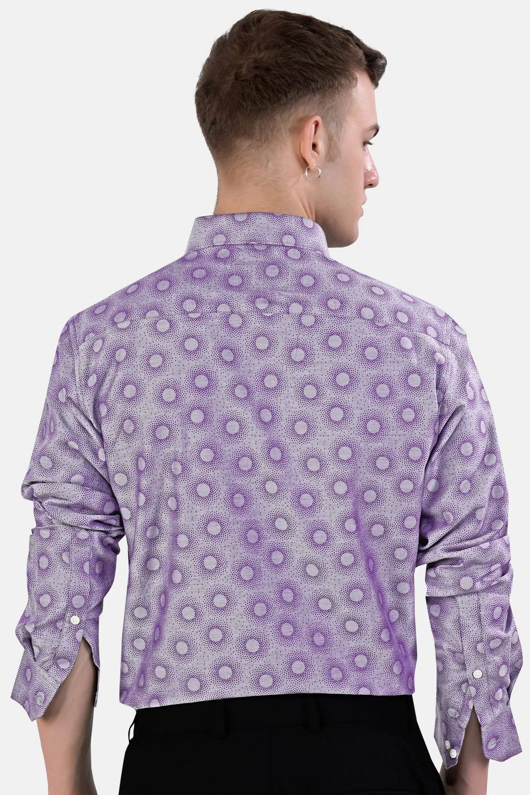 Amethyst Lavender and Plum Purple Jacquard Textured Premium Giza Cotton Shirt