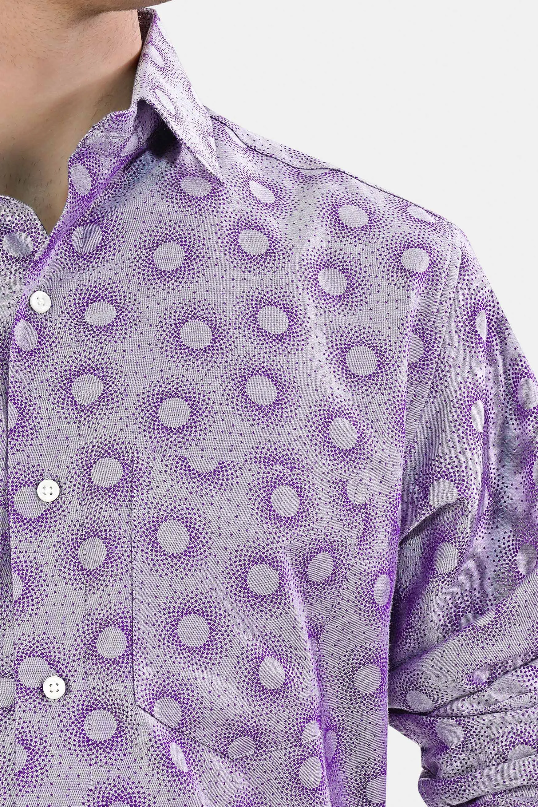 Amethyst Lavender and Plum Purple Jacquard Textured Premium Giza Cotton Shirt