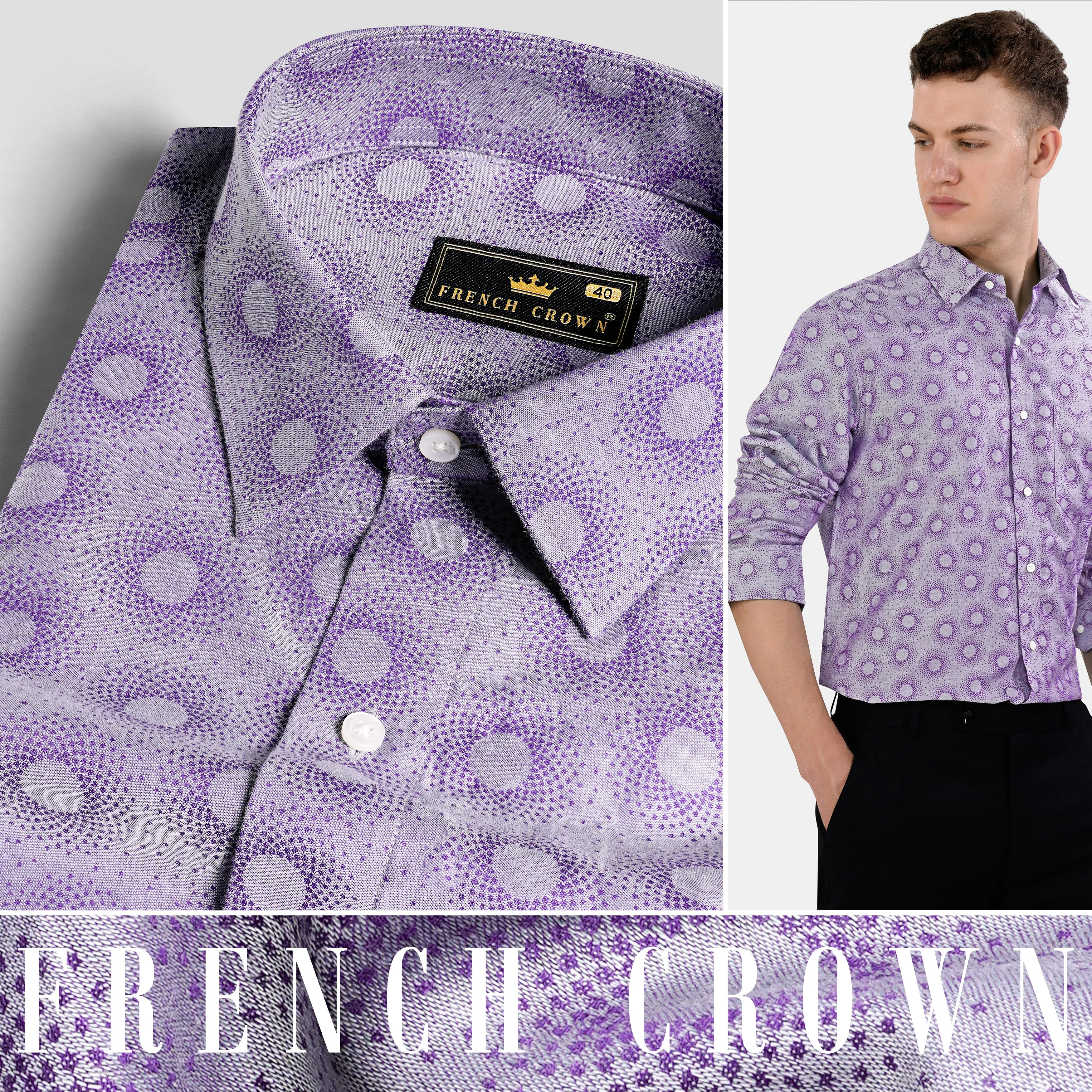 Amethyst Lavender and Plum Purple Jacquard Textured Premium Giza Cotton Shirt