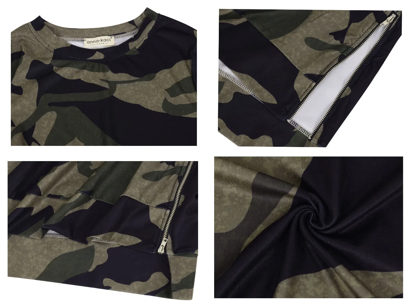 Anna-Kaci Women's Camouflage Long Sleeve Pullover Tunic Top Fall Crewneck Sweatshirts
