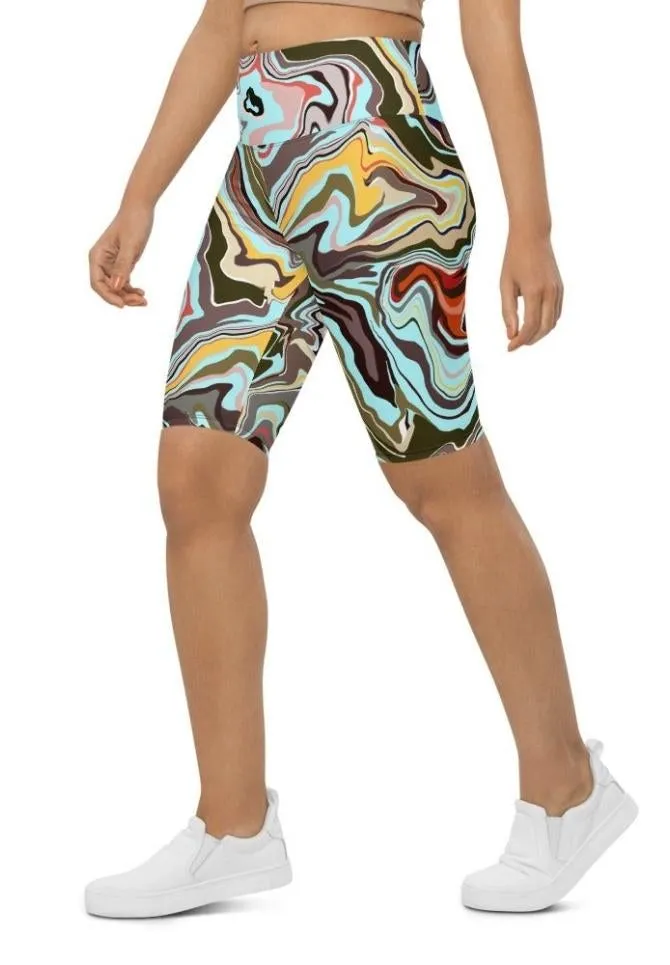 Aqua Marble Biker Shorts