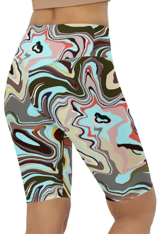 Aqua Marble Biker Shorts