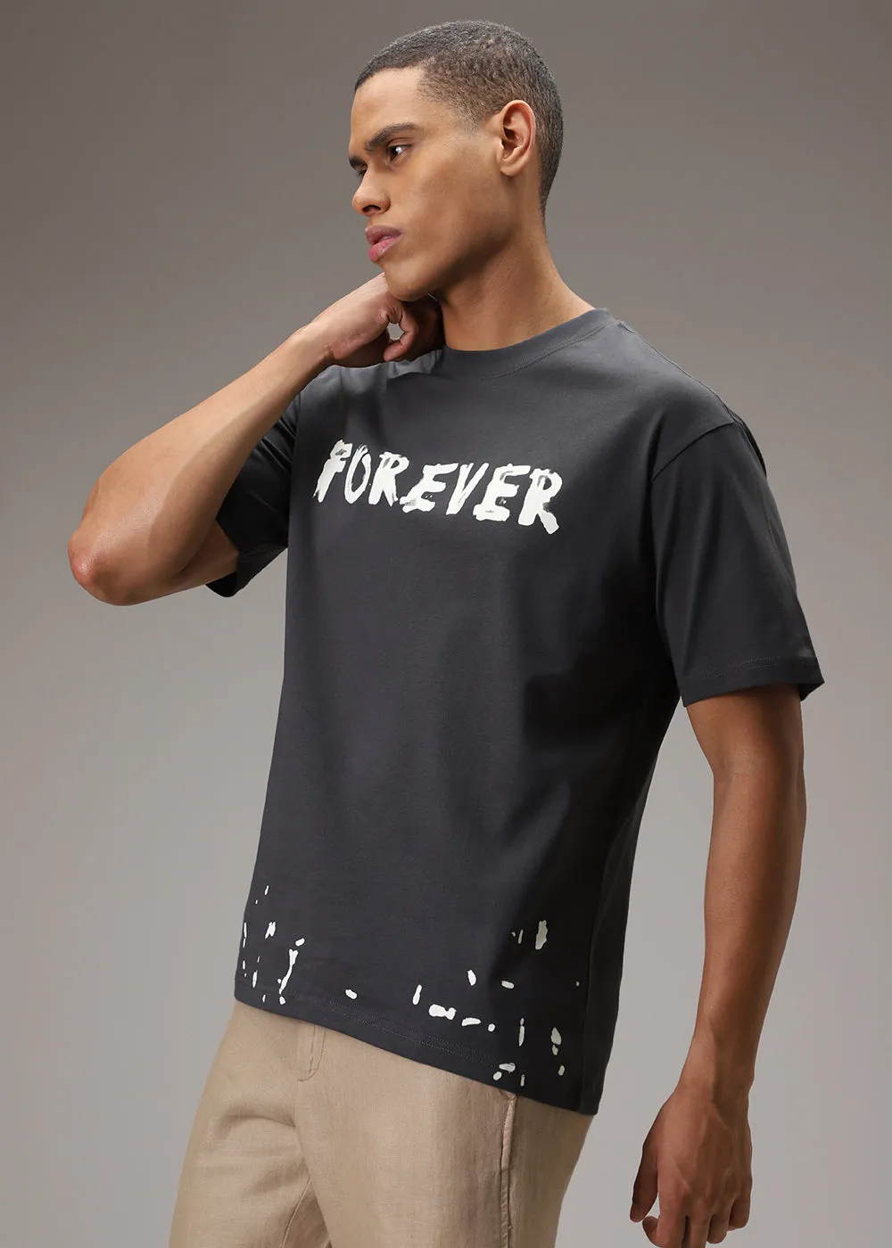 Artistic Array Grey Oversized T-shirt