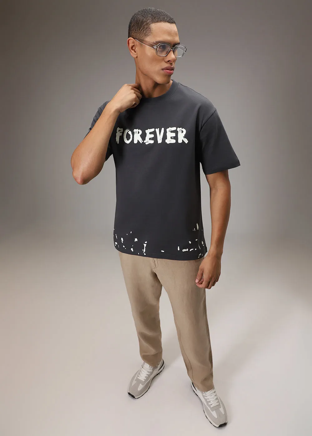 Artistic Array Grey Oversized T-shirt