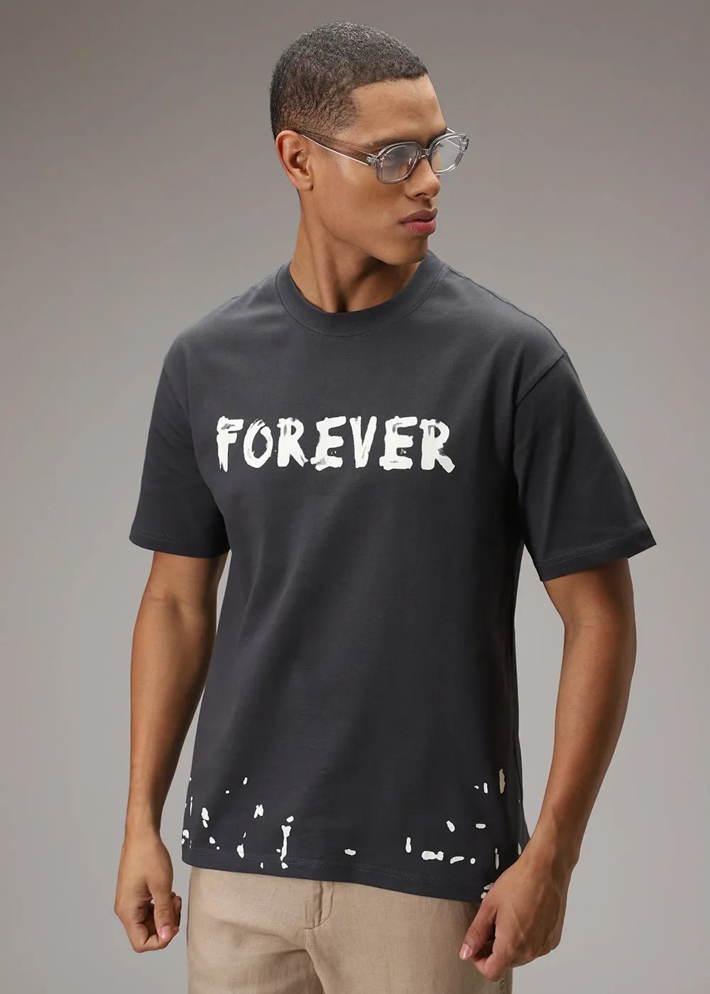 Artistic Array Grey Oversized T-shirt