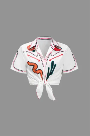 Artistic Print Short-Sleeve Shirt