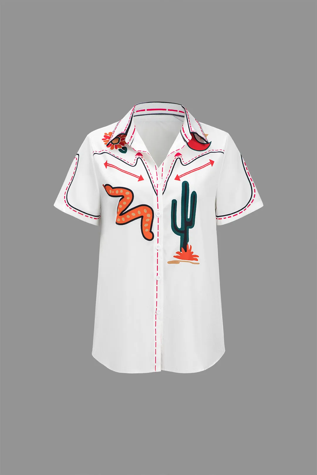 Artistic Print Short-Sleeve Shirt