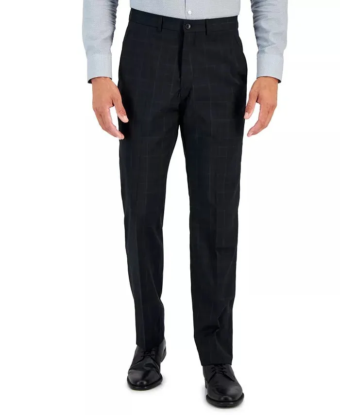 AX Armani Exchange Men's Slim Fit Windowpane Suit Dress Pants Black 36 x 30