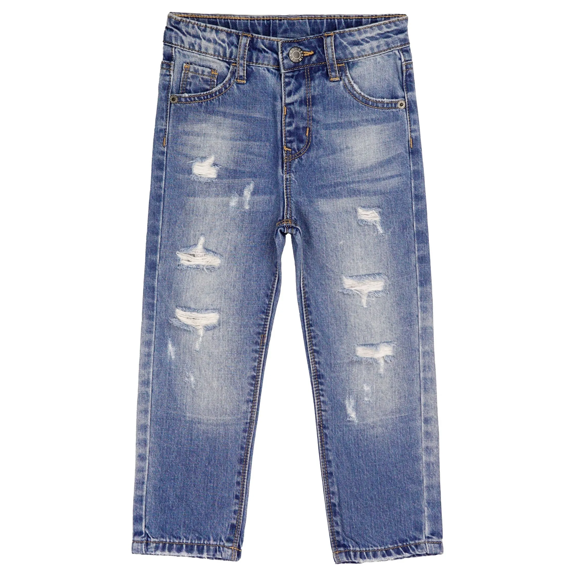 Baby Girl Boy Elastic Band Inside Ripped Denim Pants