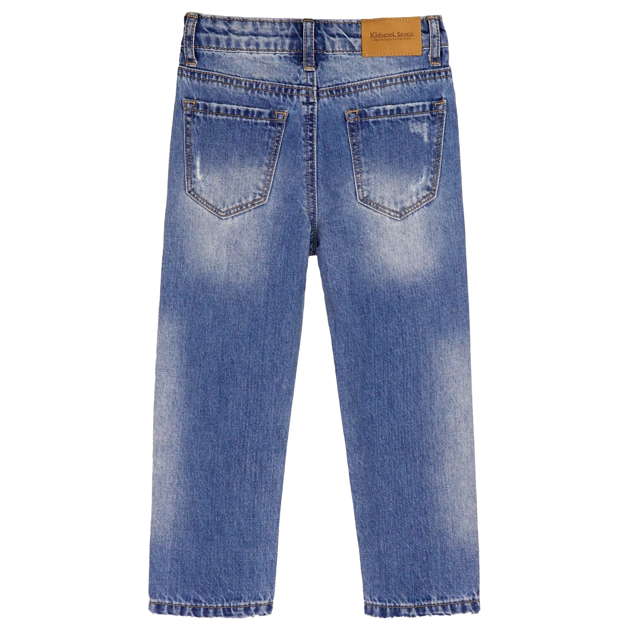 Baby Girl Boy Elastic Band Inside Ripped Denim Pants