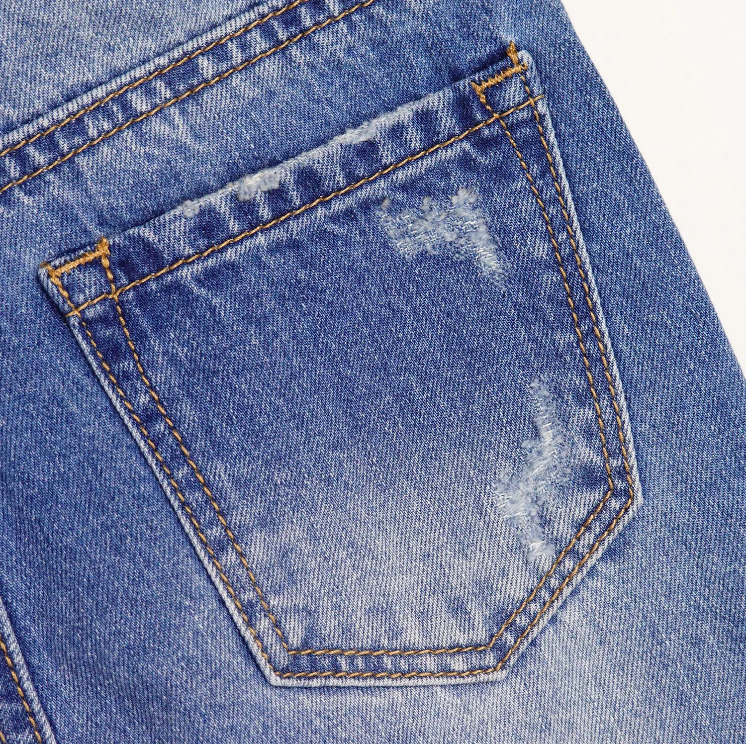 Baby Girl Boy Elastic Band Inside Ripped Denim Pants