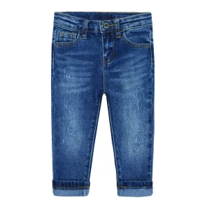 Baby Girl Boy Jeans Little Kid Elastic Band Inside Ripped Denim Jeans Pants