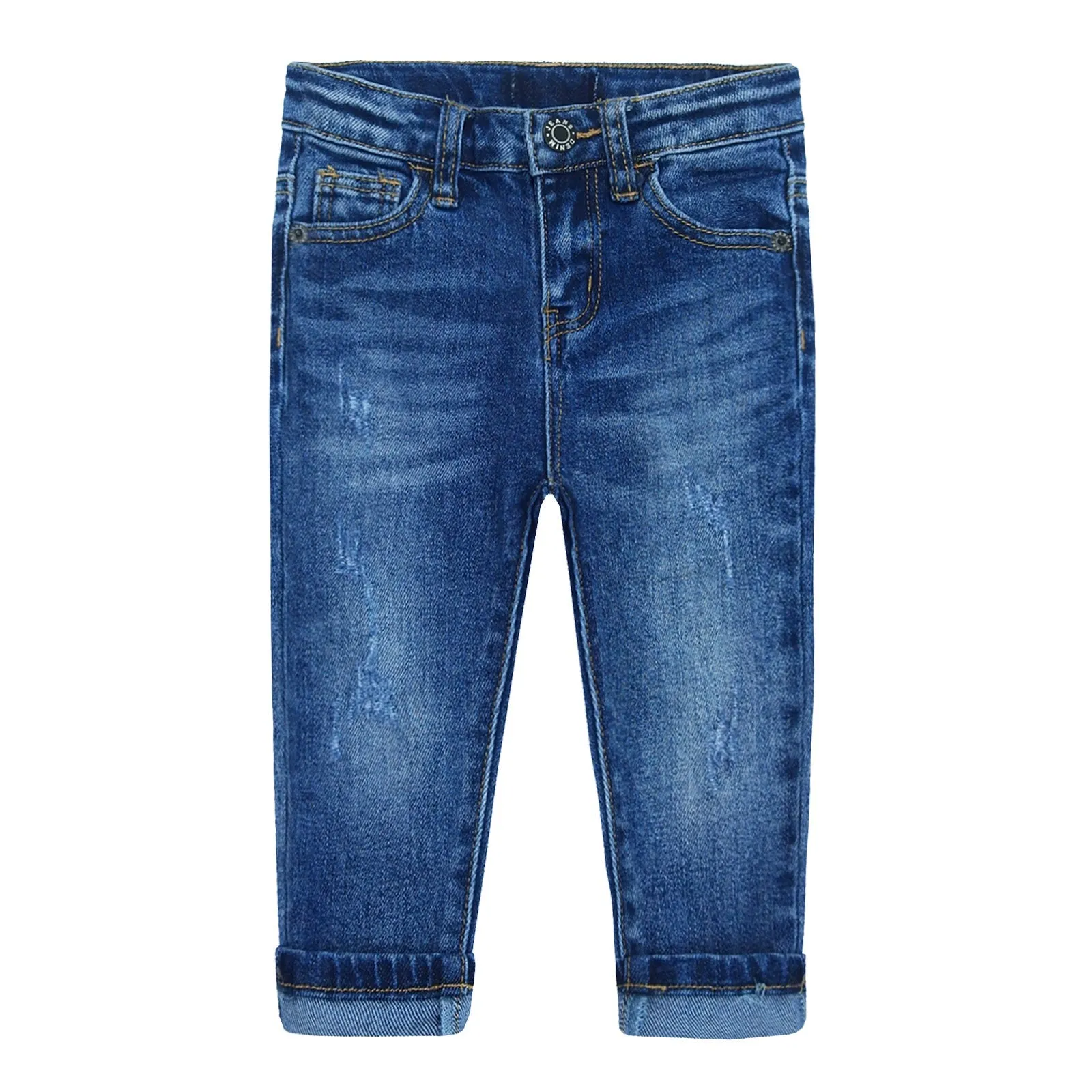 Baby Girl Boy Jeans Little Kid Elastic Band Inside Ripped Denim Jeans Pants