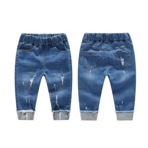 Baby Ripped Jeans Elastic Distressed Denim Pants