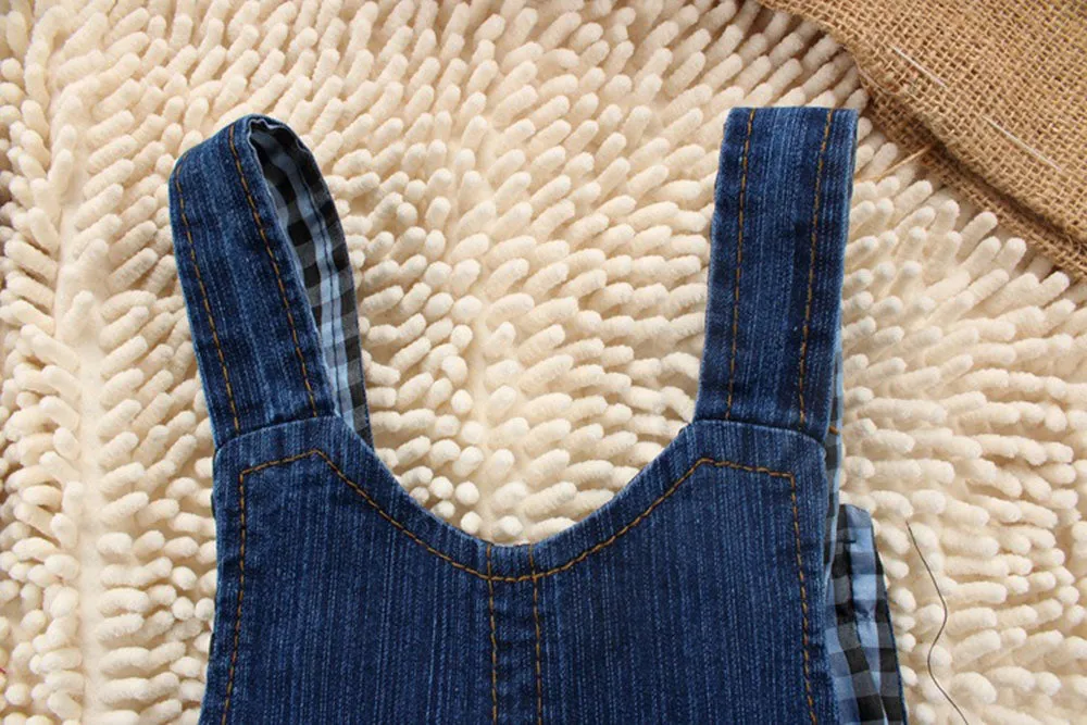 Baby Toddler Cute Cartoon Red Tongue Dog Jean Overalls