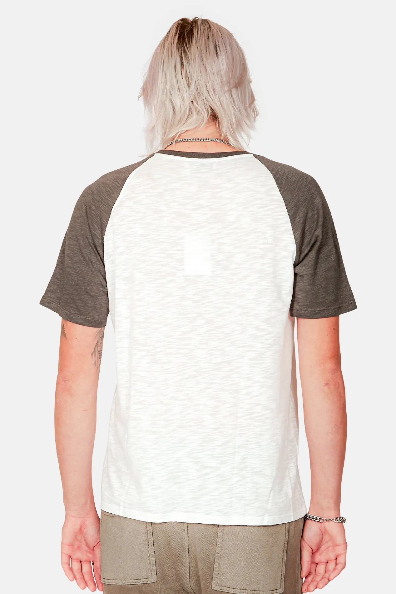 Baseball Contrast Slub Tee White/Midnight