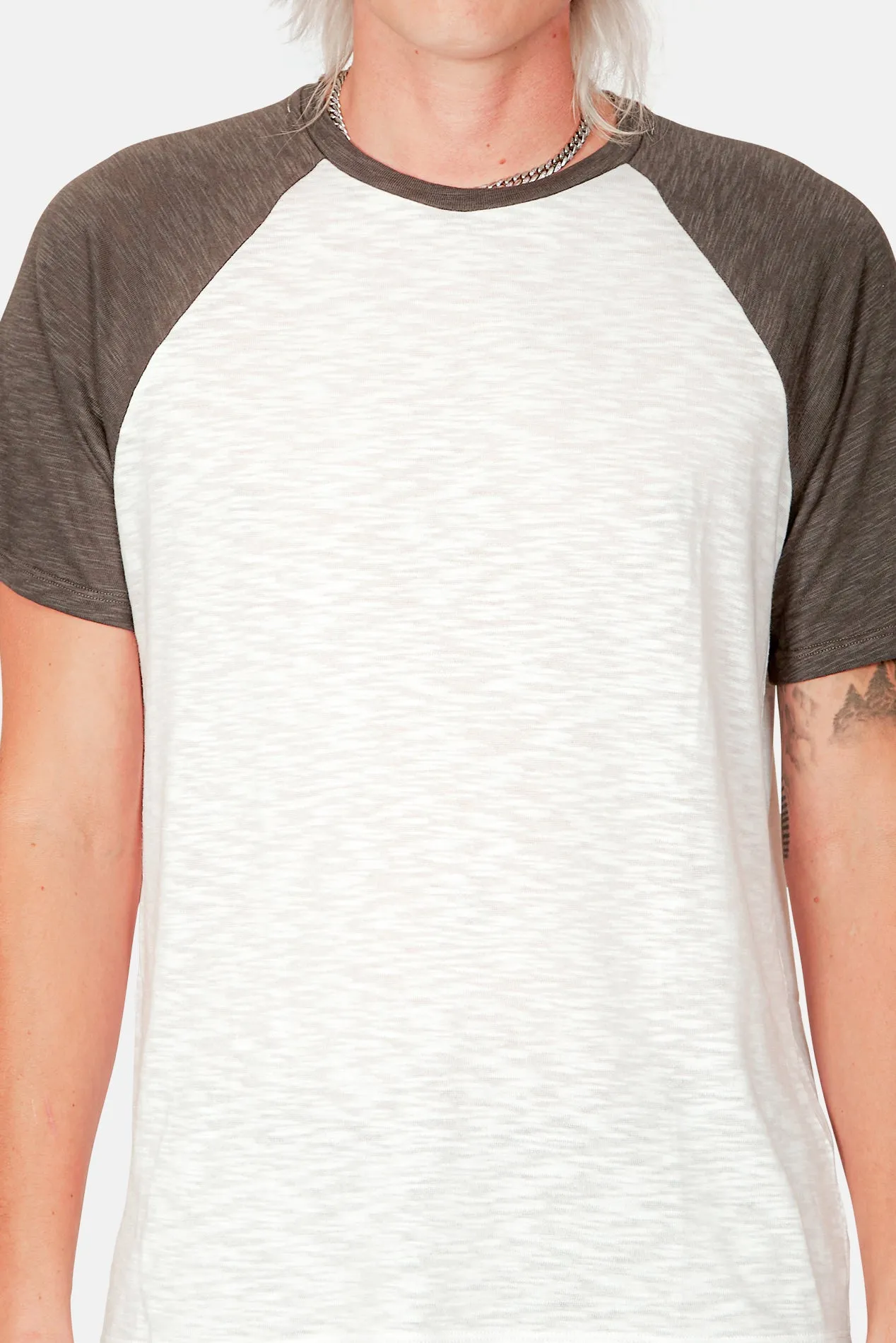 Baseball Contrast Slub Tee White/Midnight