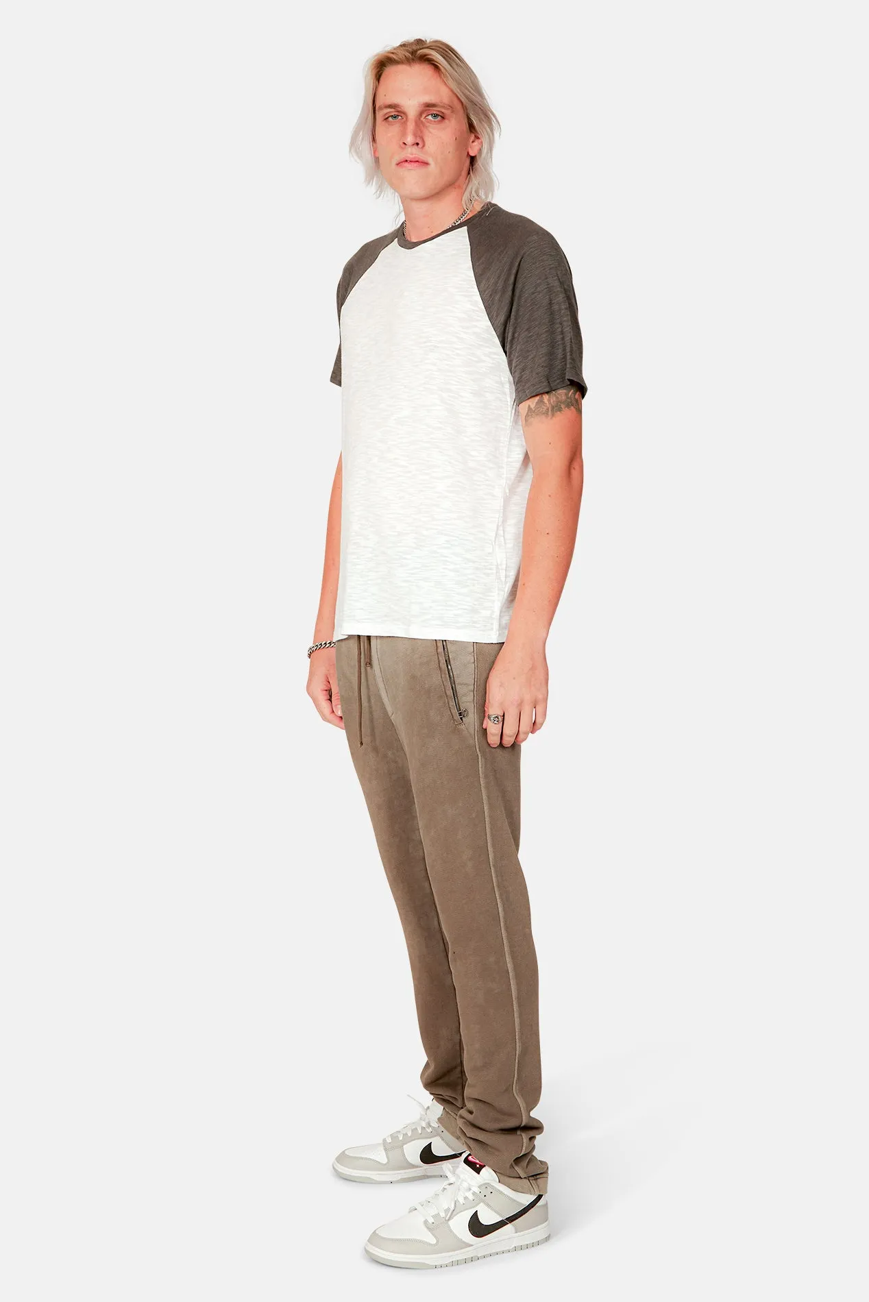 Baseball Contrast Slub Tee White/Midnight