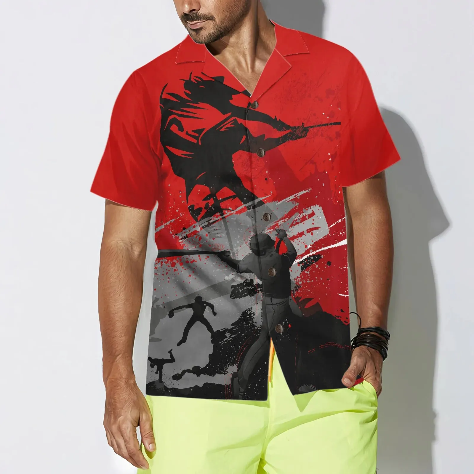 Baseball Red Is The New Black Hawaiian Shirt, Baseball Aloha Shirt For Men- Perfect Gift For Baseball Lovers, Friends, Husband, Boyfriend, Family