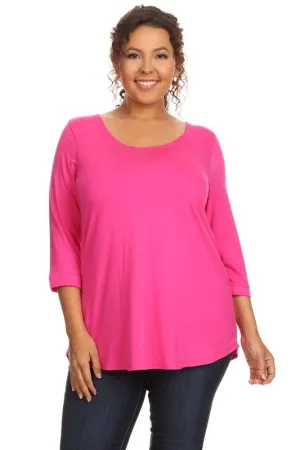 Basic Sleeve Knit Top with 3/4 Sleeves