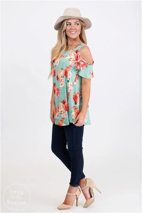 Bear Shoudler Print Loose Irregular T-shirts