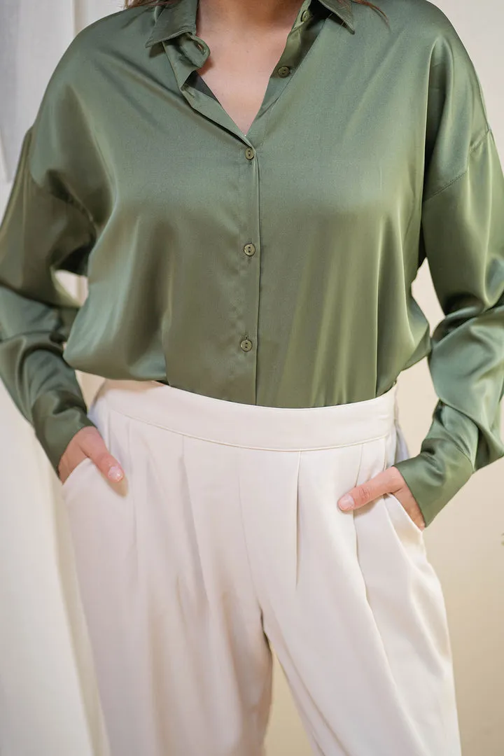 Beige Tailored Formal Pants