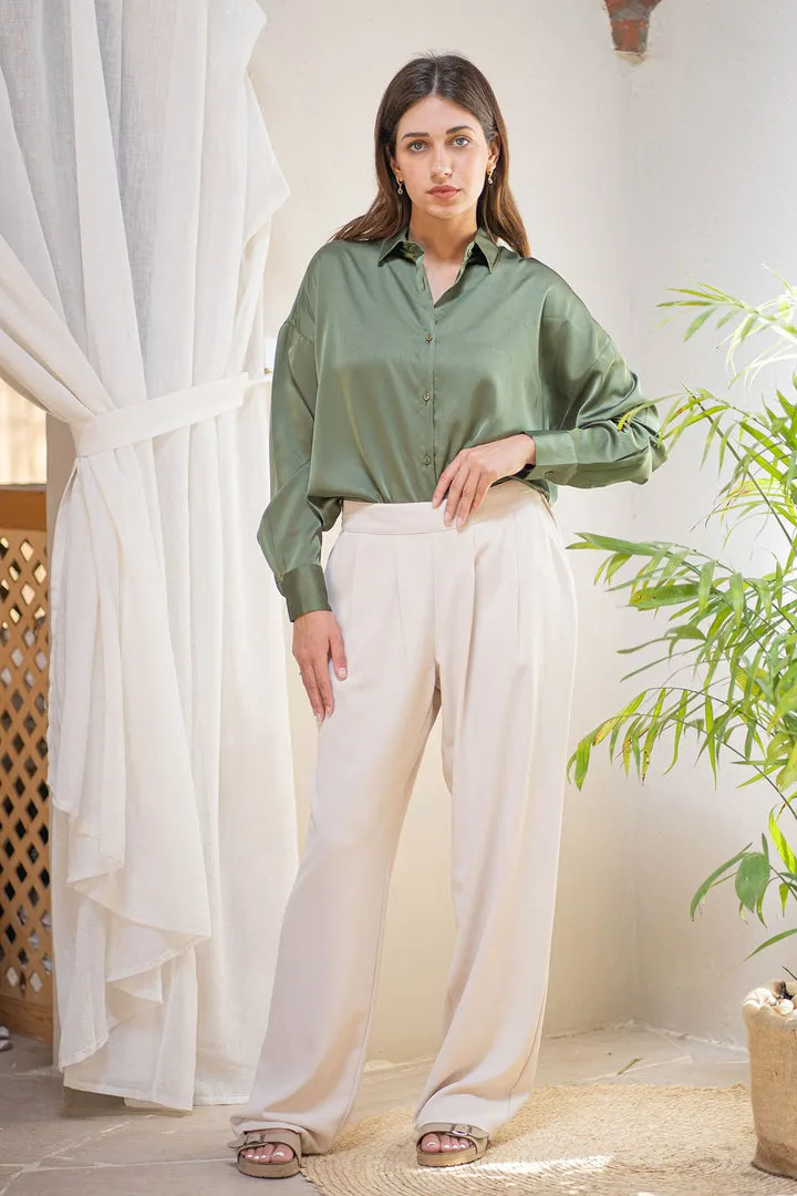 Beige Tailored Formal Pants