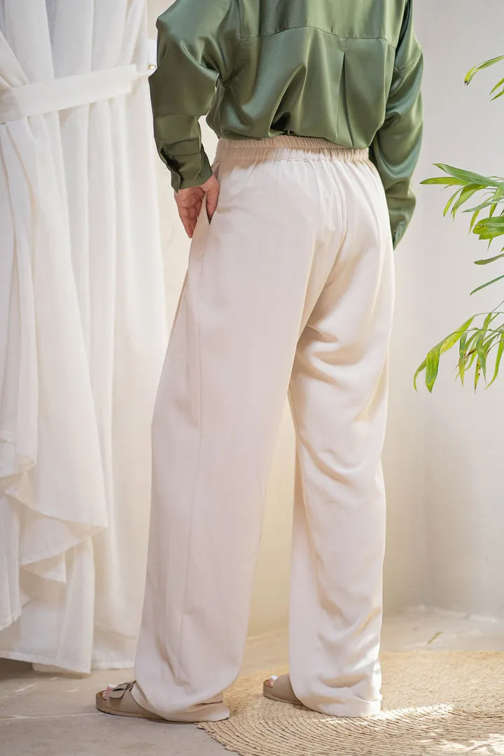Beige Tailored Formal Pants