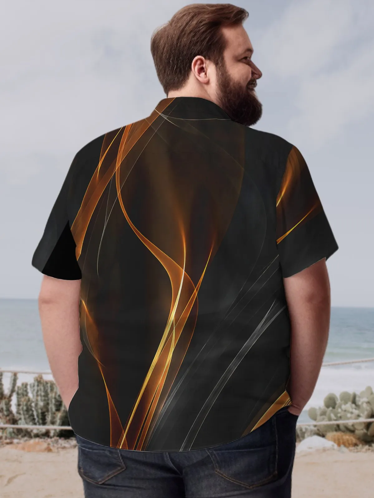 Big & Tall Hawaii Coconut Tree Artistic Line Quick Drying Men's Shirts
