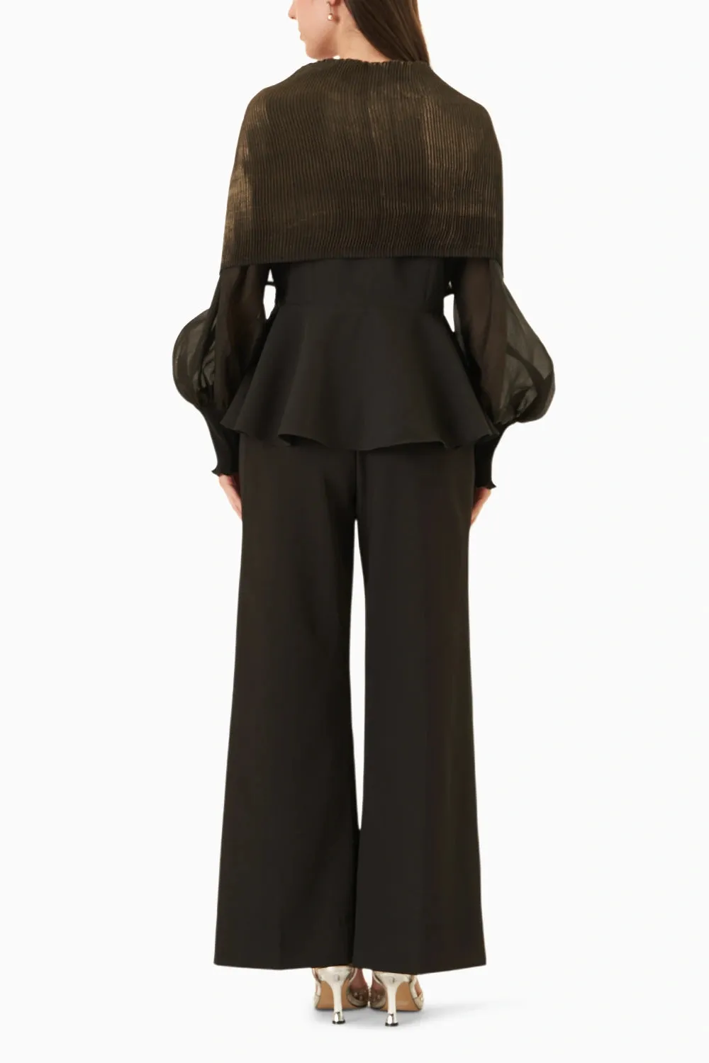 Black Copper Love Top With Pleat Pants