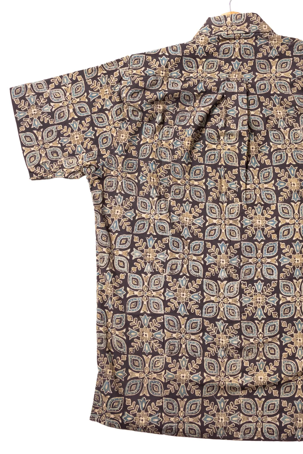 Black Half Sleeve Ajrakh Printed Cotton Mens Shirt 10071085