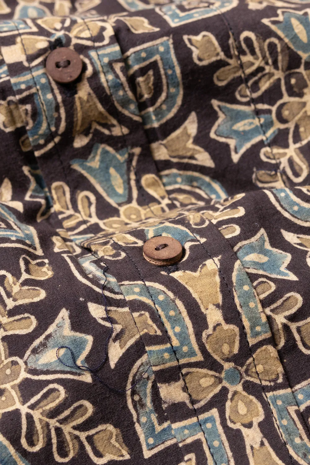 Black Half Sleeve Ajrakh Printed Cotton Mens Shirt 10071085