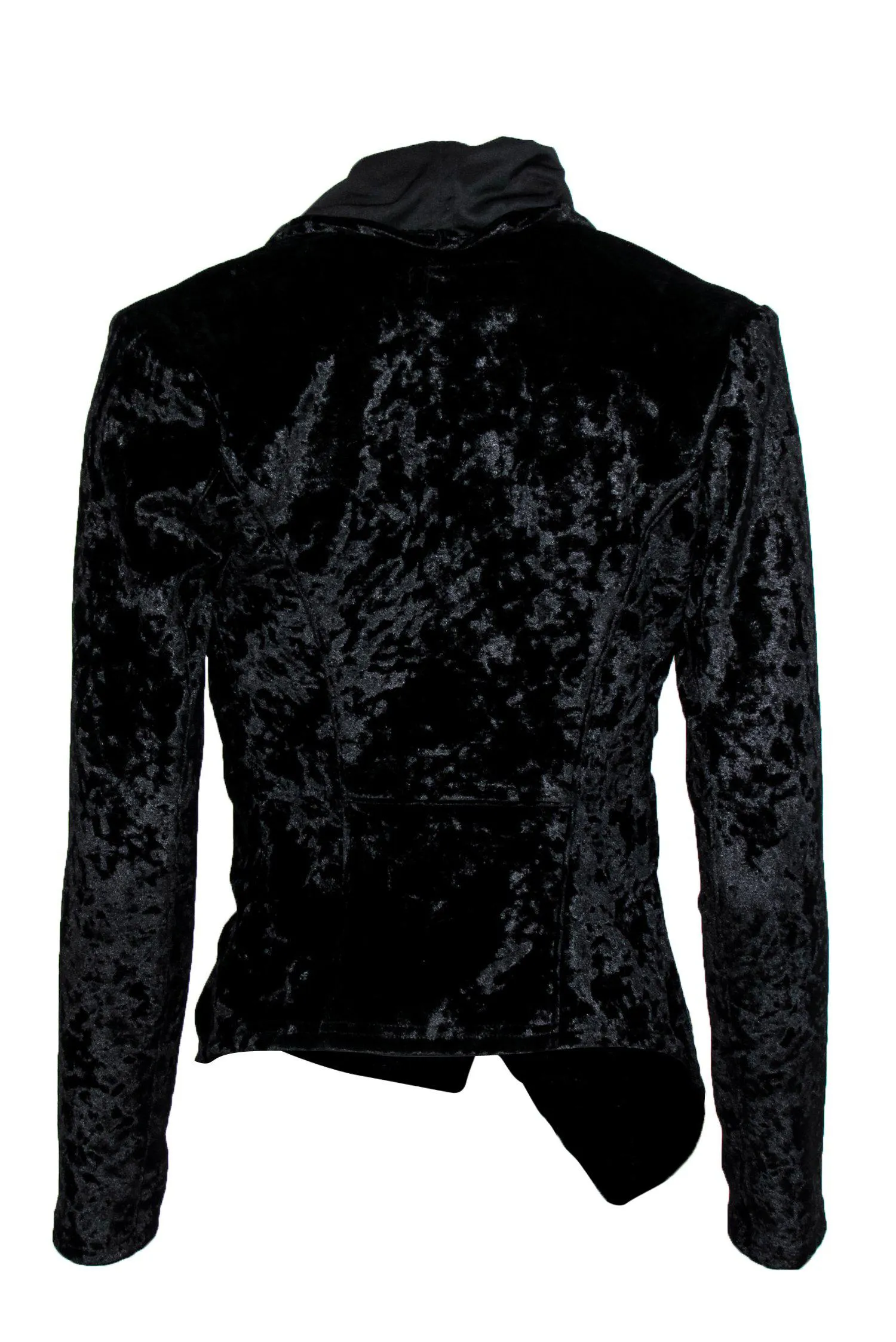 BLANKNYC - Black Velvet Cowl Draped Zip-Up Jacket Sz XS