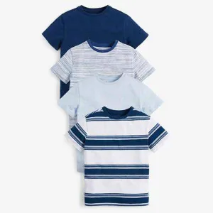 Blue 4 Pack Textured T-Shirts (3-12yrs)