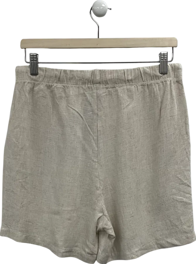 boohooMan Beige Relaxed Linen Shorts UK M
