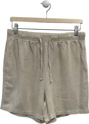 boohooMan Beige Relaxed Linen Shorts UK M