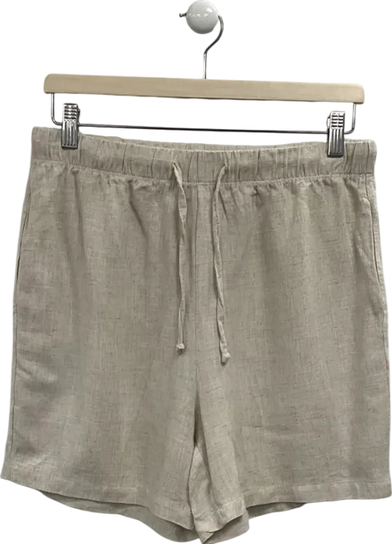 boohooMan Beige Relaxed Linen Shorts UK M