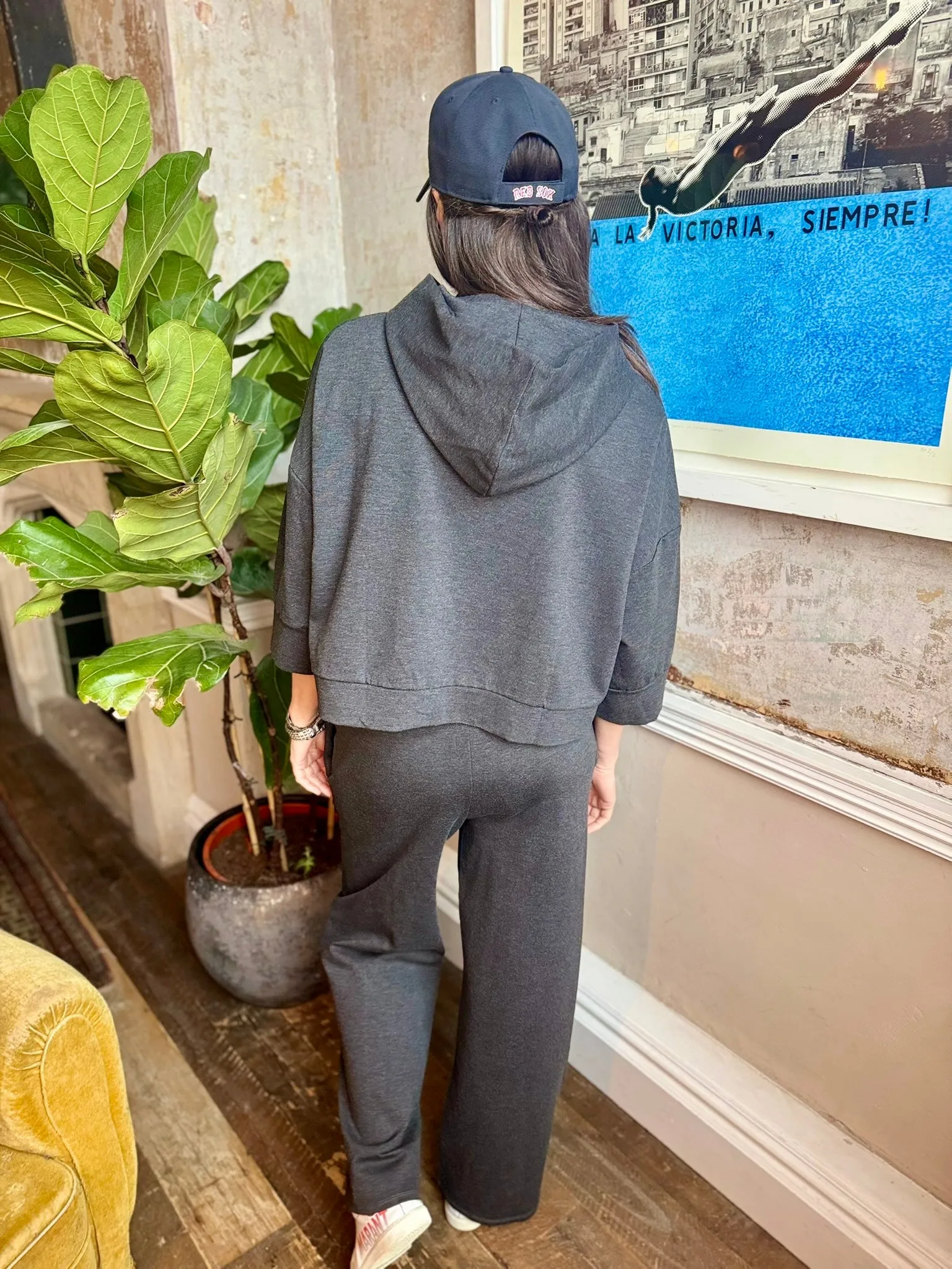 Brooke Hoodie With Silk Tie - Charcoal