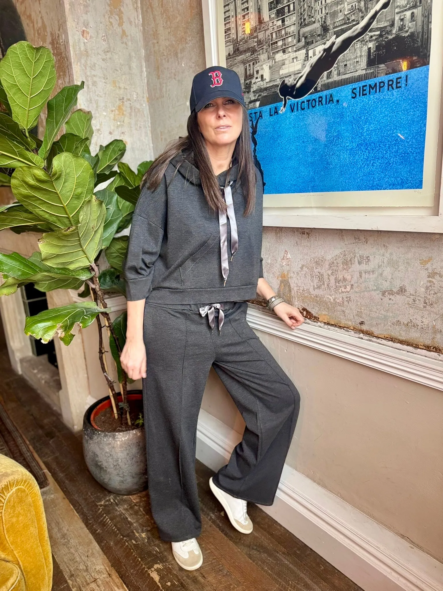 Brooke Hoodie With Silk Tie - Charcoal