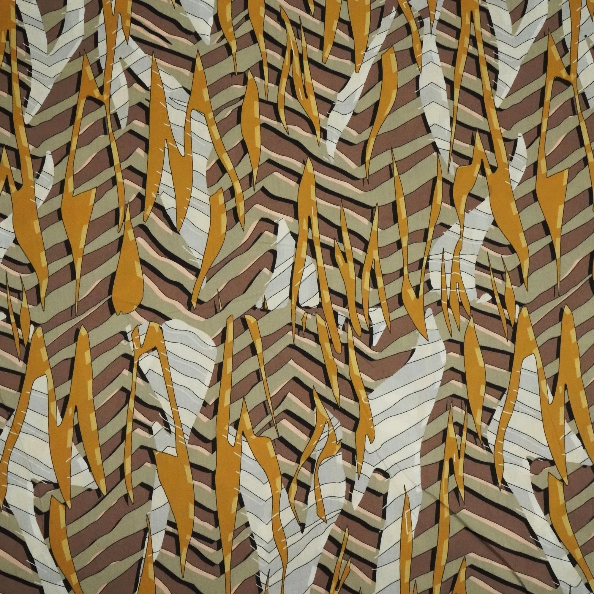Brown Abstract Print Poplin Fabric LSF-24280