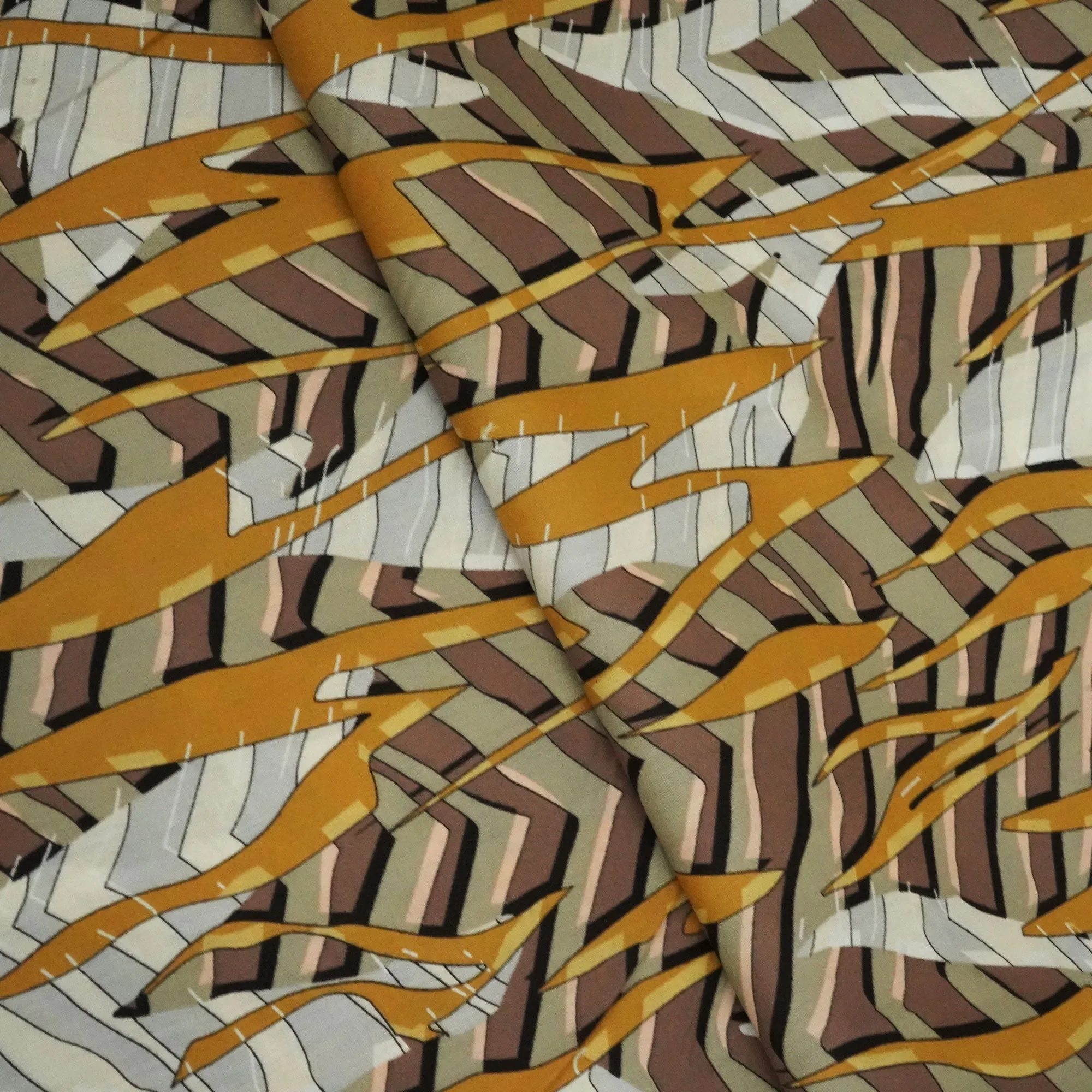 Brown Abstract Print Poplin Fabric LSF-24280