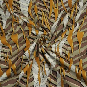 Brown Abstract Print Poplin Fabric LSF-24280